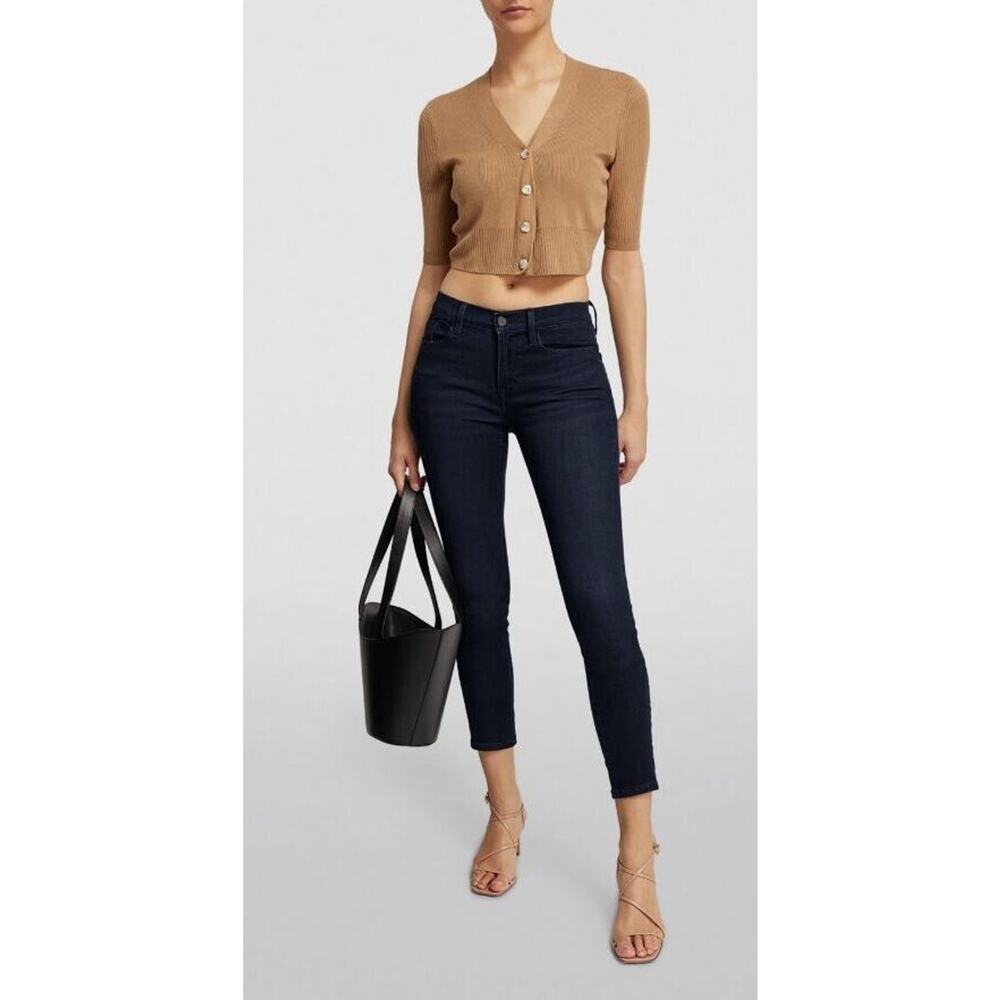 Frame Women's Le Skinny de Jeanne Crop‎ Blue Jeans Size 24 MSRP $192